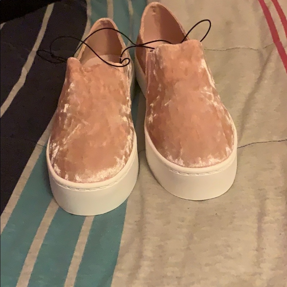 Blush Pink slip on shoes  nice crushed velvet!!